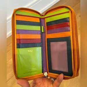 Mustard coloured leather wallet